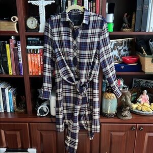 Plaid Button-Up Shirt Dress